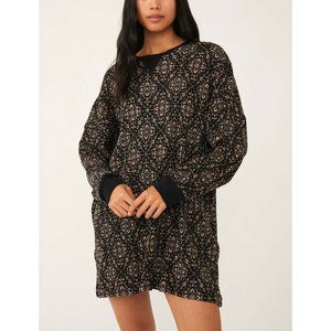 Free People Early Night Printed Thermal / Black Combo